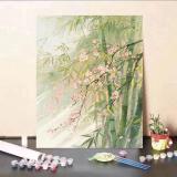 数字油画填色diy简单又好看国风风景丙烯画0基础涂色画治愈系竹林