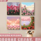 数字油画diy手工涂色小尺寸治愈装饰风景花卉油画艺术装饰填礼物