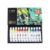 丙烯颜料套装防水不掉色儿童染料12色24色初学者纺织纤维颜料炳稀diy手绘彩绘t恤衣服画鞋石头墙绘涂鸦无毒
